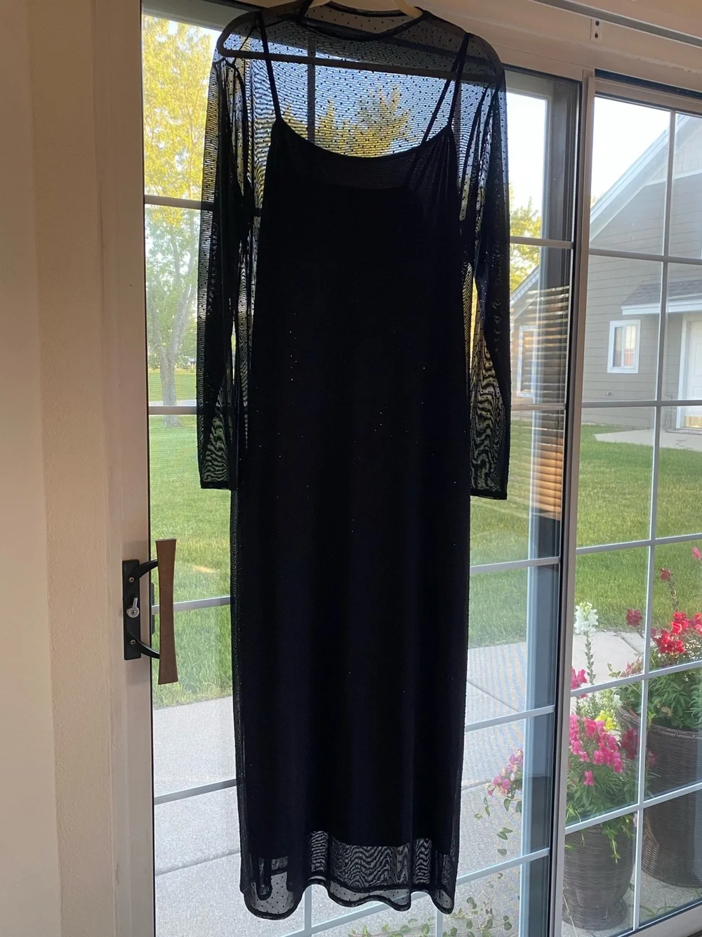 Abercrombie & Fitch Black Sheer-Overlay Maxi Dress